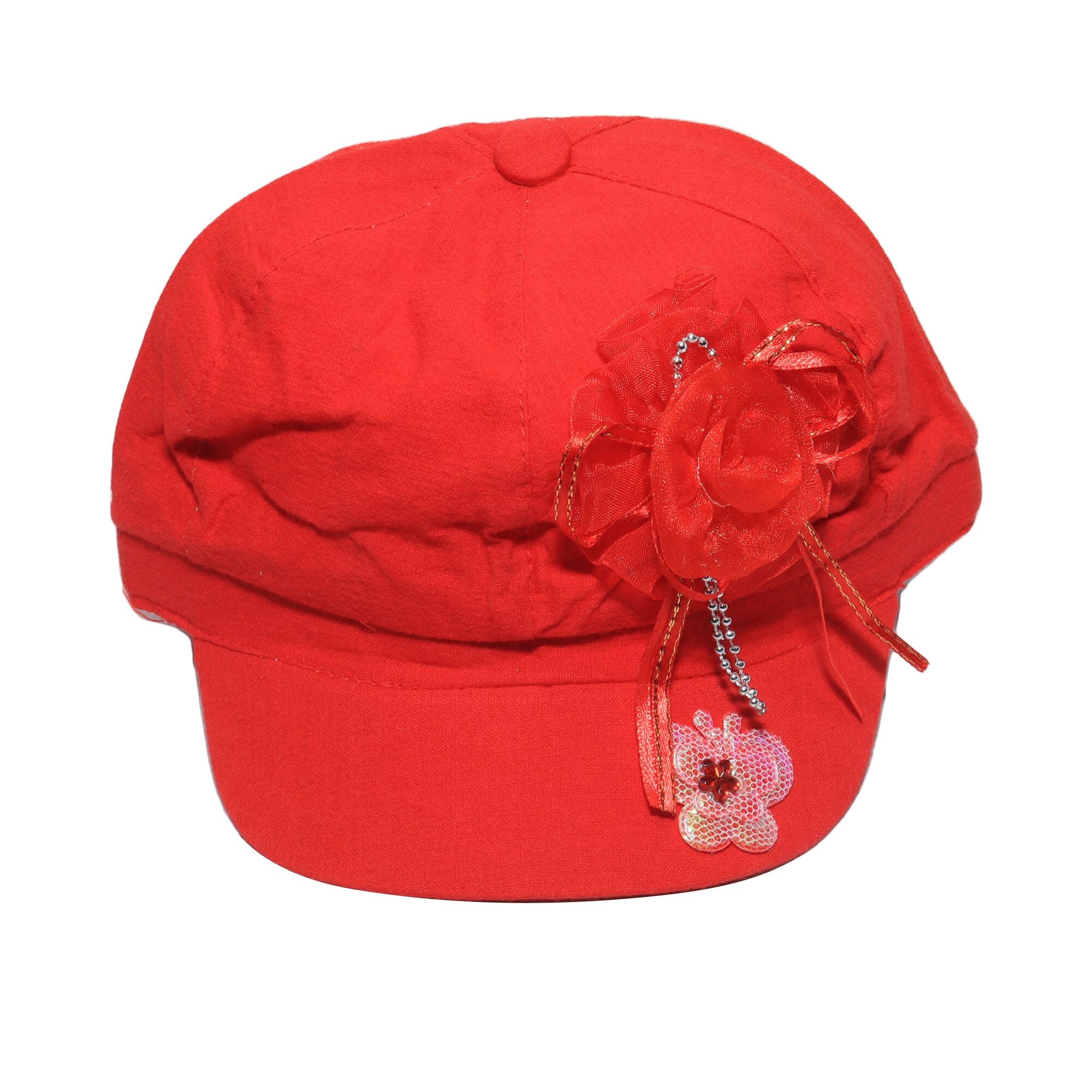 Flower Attached Cap For Girls