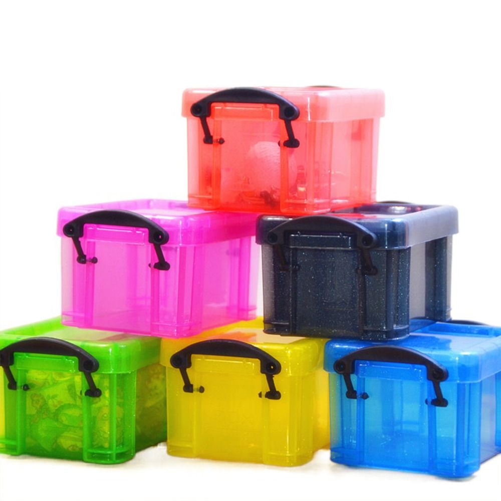 Portable Multi-functional Mini Buckle Storage Box Transparent Minimalism Mini Storage Container Plastic Candy Color Desktop Organizer Box Hair Clips