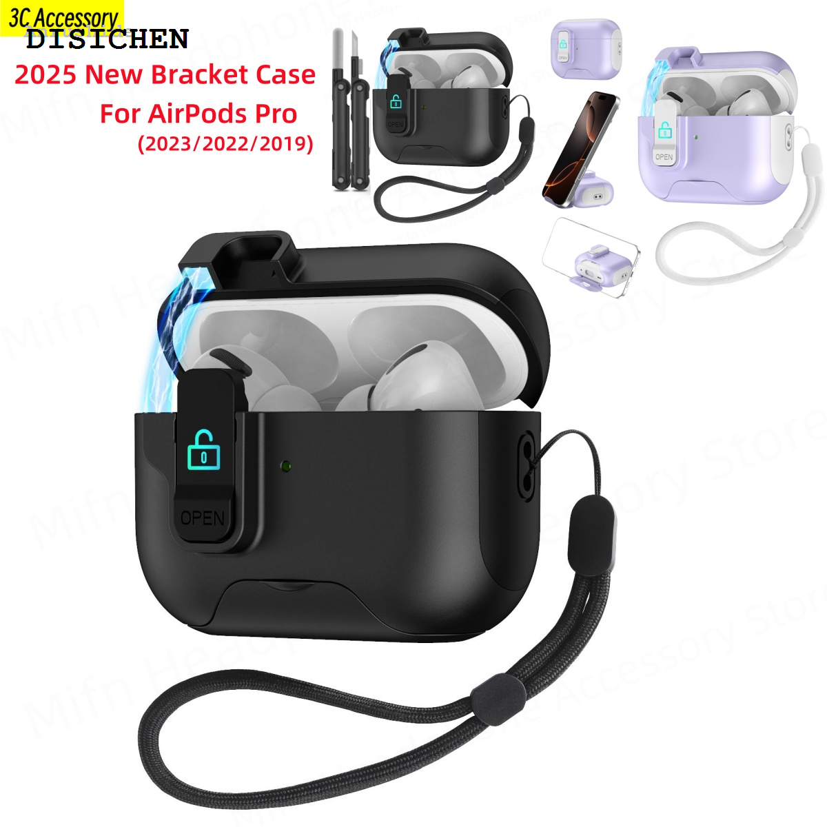 DISICHEN Fashion Anrushide 2025 New Magnetic switch Cover for airpod pro case One-touch Automatic High Quality switch design luxury for apple air pods pro 3 2 1 cases