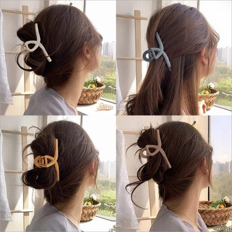 Pack Of 2 Large Hair Claw Clips Plastic Resin Tortoise Shell Cross Hair Clip