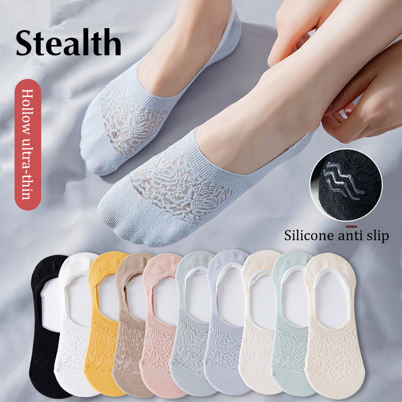 Mall Sunshine Calciumin Socks Seamless Cotton Boat Mesh Ladies Chaussette Socks Invisible Ladies One Pair Anti Slip Ankle Low Breathable