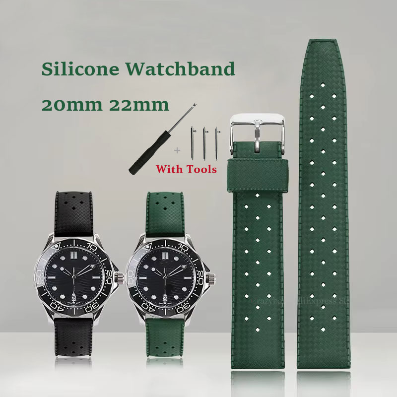 20mm 22mm Silicone Watchband Quick Release Bracelet Men Universal Watch Accessories Sports Outdoor Waterproof Wristband
