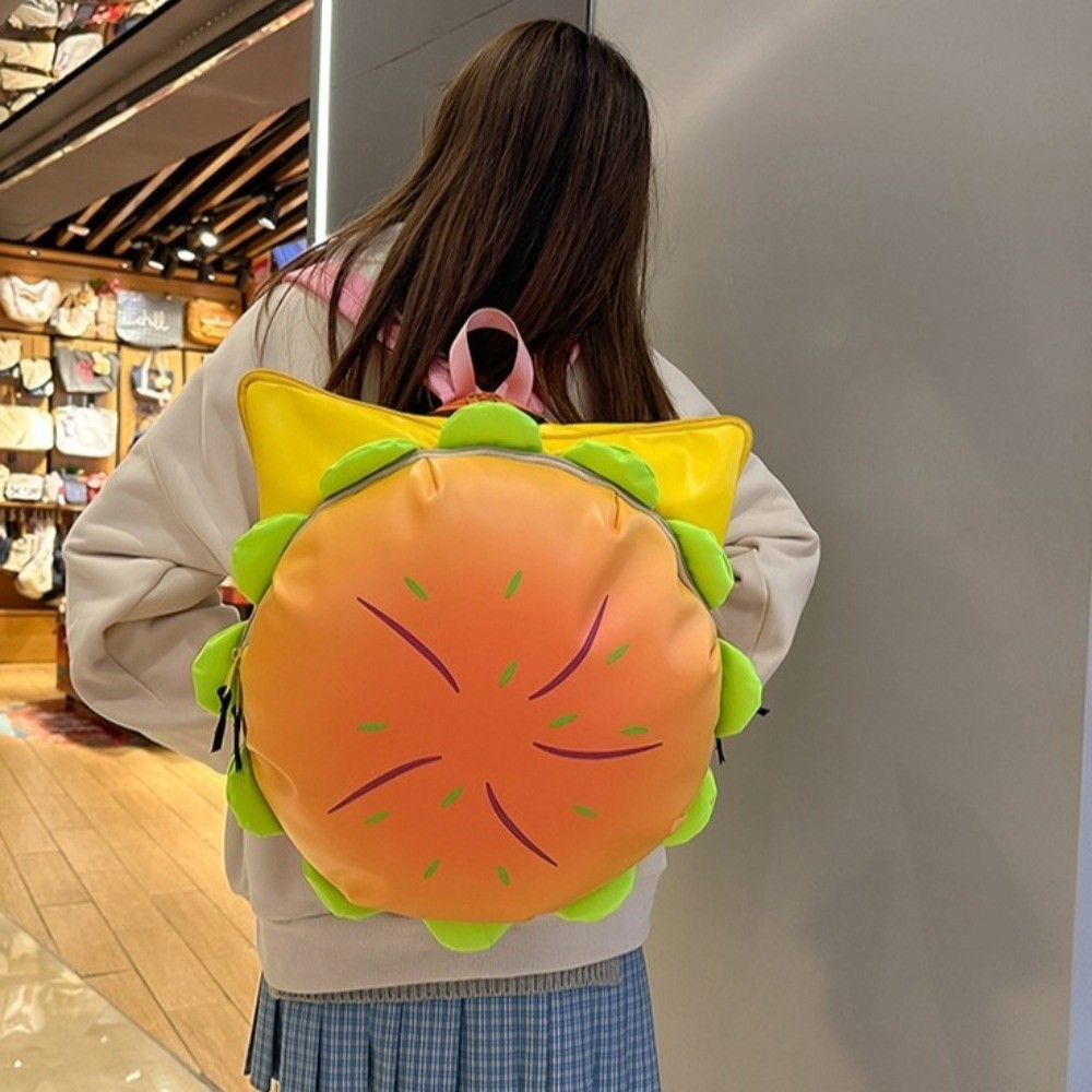 Cute Large Capacity Cheeseburger Backpack Waterproof Lovely Style School Rucksack Multi-layer School Bag School Use