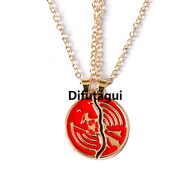 Difutagui Masked Rider Coin Necklace Anime Character Luxury Cos Couple Necklace Broken Coin 2pcs/set