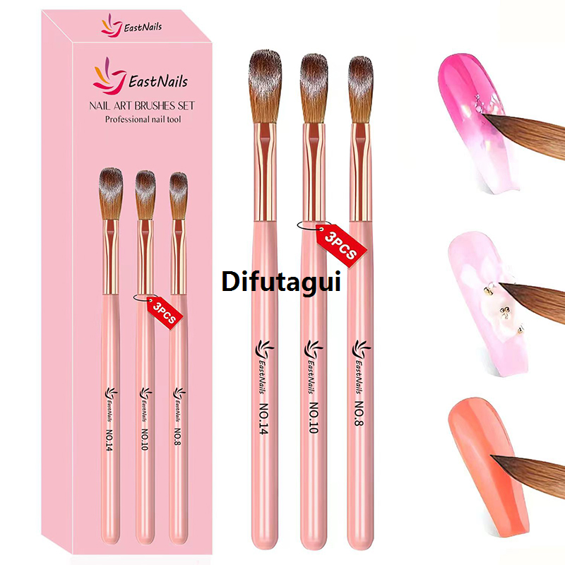Difutagui 3Pcs Acrylic Nail Brush Set #8/10/14 Professional Acrylic Powder Bargain price Extension Nail Brushes Nail Art 3D Carving Manicure Salon Tools