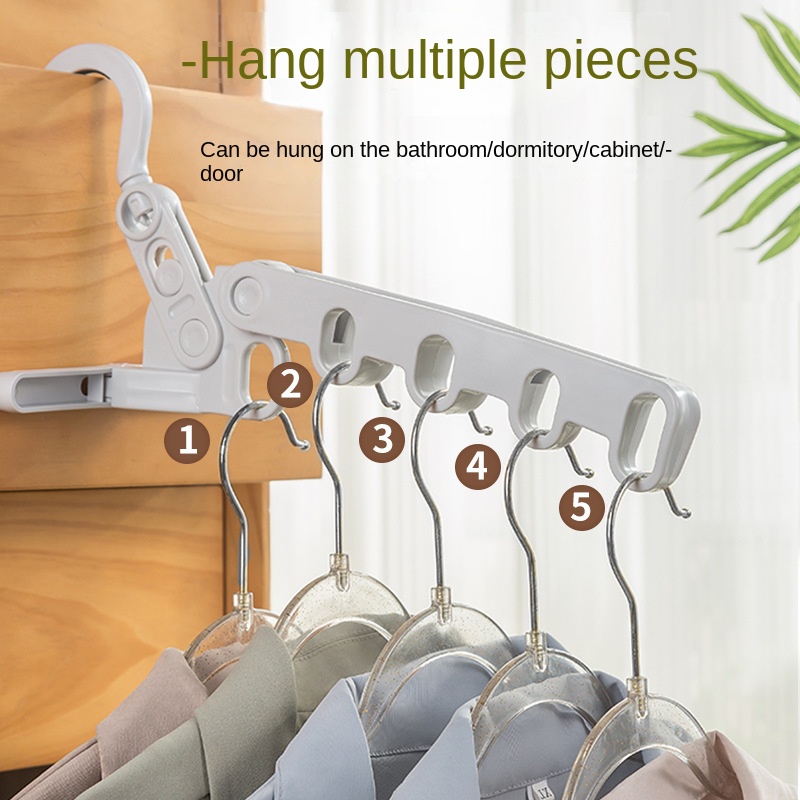 New Foldable Clothes Drying Rack Five-hole Multi-function Clothes Hook Angle Adjustable Clothes Hanger Hotels