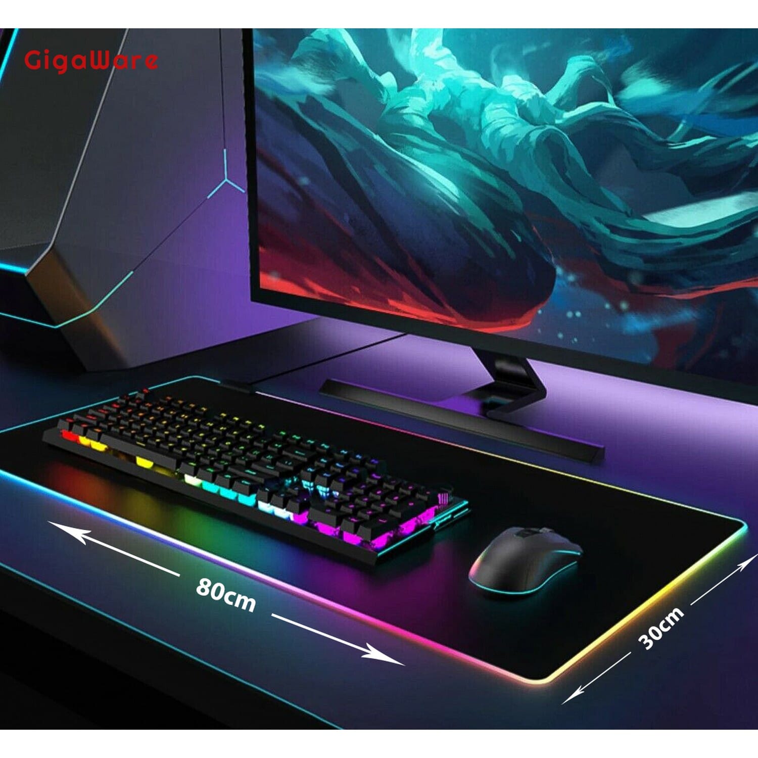 Gigaware Extra Large Chroma LED Gaming RGB Mousepad - 80cm