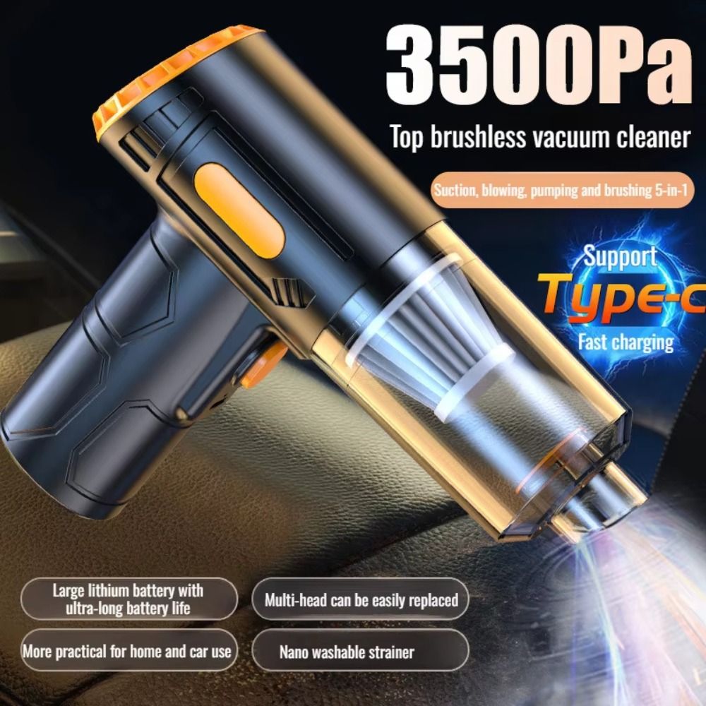 Practical Powerful Suction Wireless Vacuum Cleaner Lightweight TYPE-C Fast Charge Car Vacuum Cleaner Wet & Dry Durable Construction Portable Vacuum Cleaner Car Use