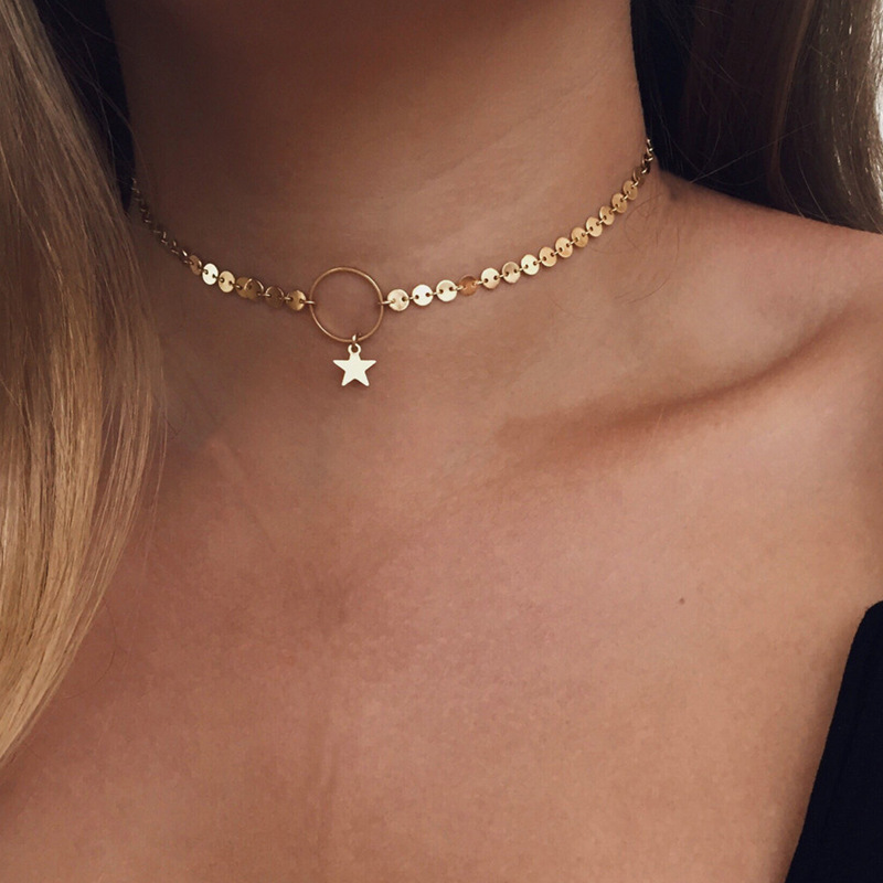 【New Arrivals】2020 New Star Moon Oil Drop Color Short Necklace Women Korean Style Clavicle Chain Simple Women Jewelry