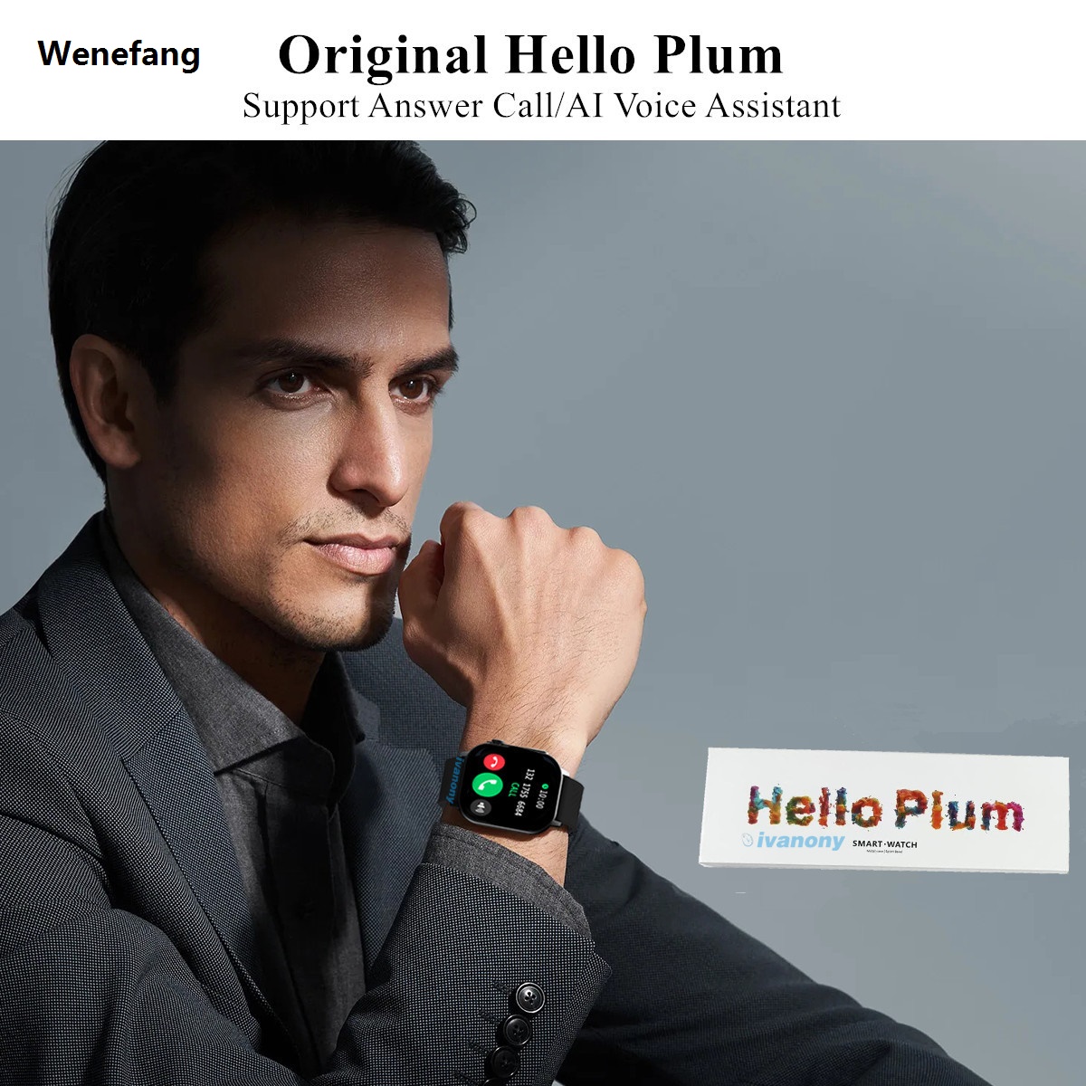 Wenefang Smart Watch Hello Plum 2025 1GB Rom ChatGPT Photo Ablum 2.08inch Fashion Screen Bluetooth Call AI Voice Assistant Compass Smartwatch H16