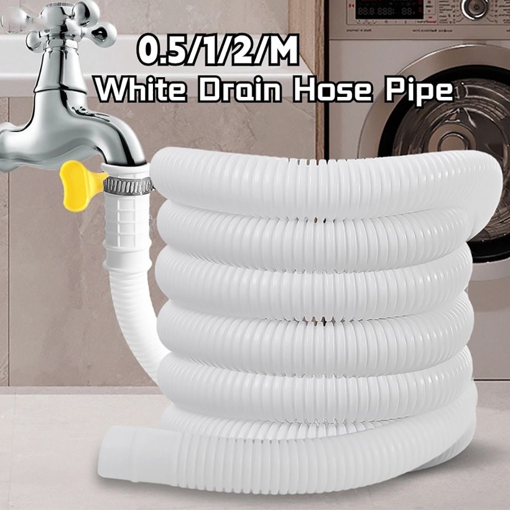 1Pcs Durable Faucet Accessories Drain Hose Pipe Flexible Waste Water Outlet Expel Hose Tube Soft 0.5/1/2/3m White PP Plumbing for Washing Machine Dishwasher Air Conditioner