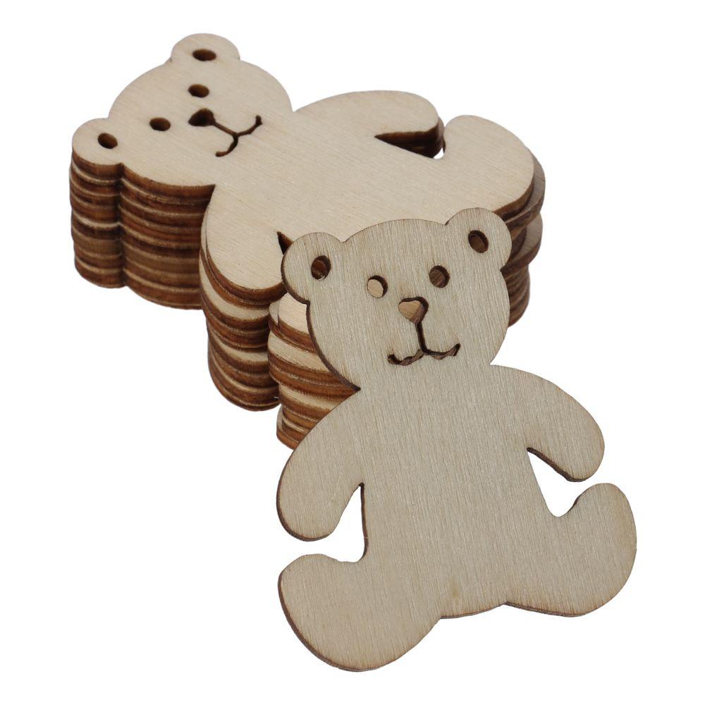50pcs Easy To Draw Wooden Color Bear Shaped Cutouts Bear Shape Density Plywood Material Wood Bear Shape Clips 41*48mm DIY Bear Craft Gift Tags for Valentines Day