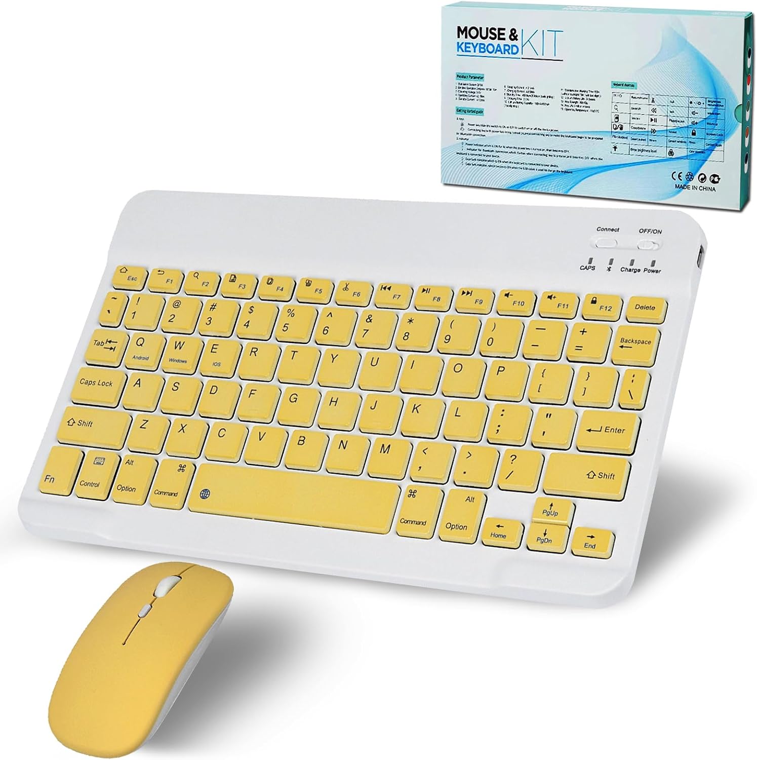 Bluetooth Wireless Keyboard with Bluetooth Mouse Mini Keyboard Ultra Thin Wireless Keyboard Mouse Set for iPad, Mac, Laptop, Tablet, Surface, Phone, Computer, Windows/Android/iOS, QWERTY,