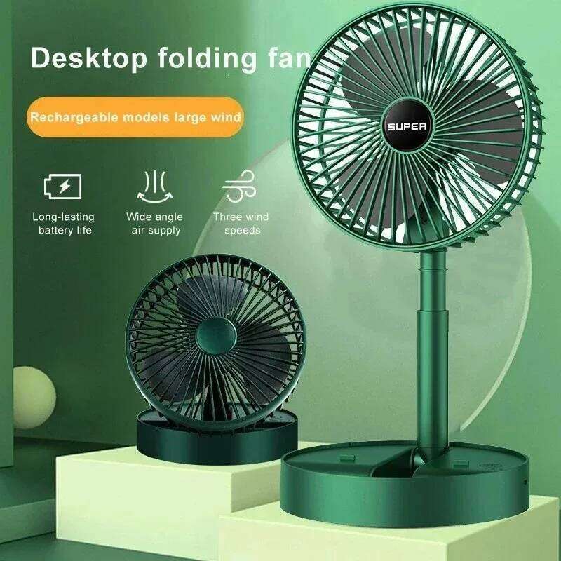 Foldable Stand Portable Air Circulation Rechargeable Mute Floor Adjustable Height Mini Desktop Fan 3 Speeds Adjustab