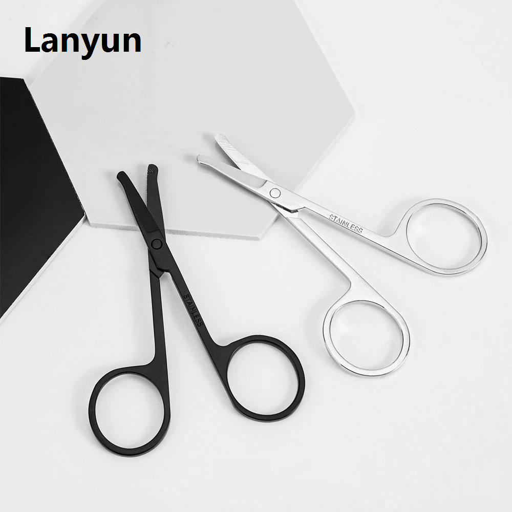 Lanyun 100% New 1pcStainless Steel Mini Portable Curved Mustache New Nose Ear Hair Remover Scissor Trimmer Small Scissors