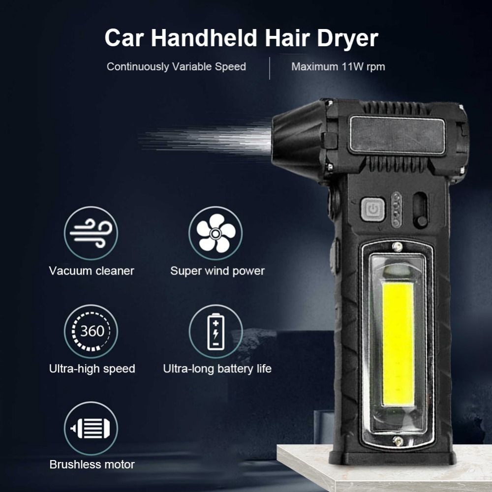 Hair Dryer 110000RPM Turbo Violent Fan with Light Power Dispaly Electric Air Duster Magnetic Rechargeable Powerful Air Blower Car Cleaning