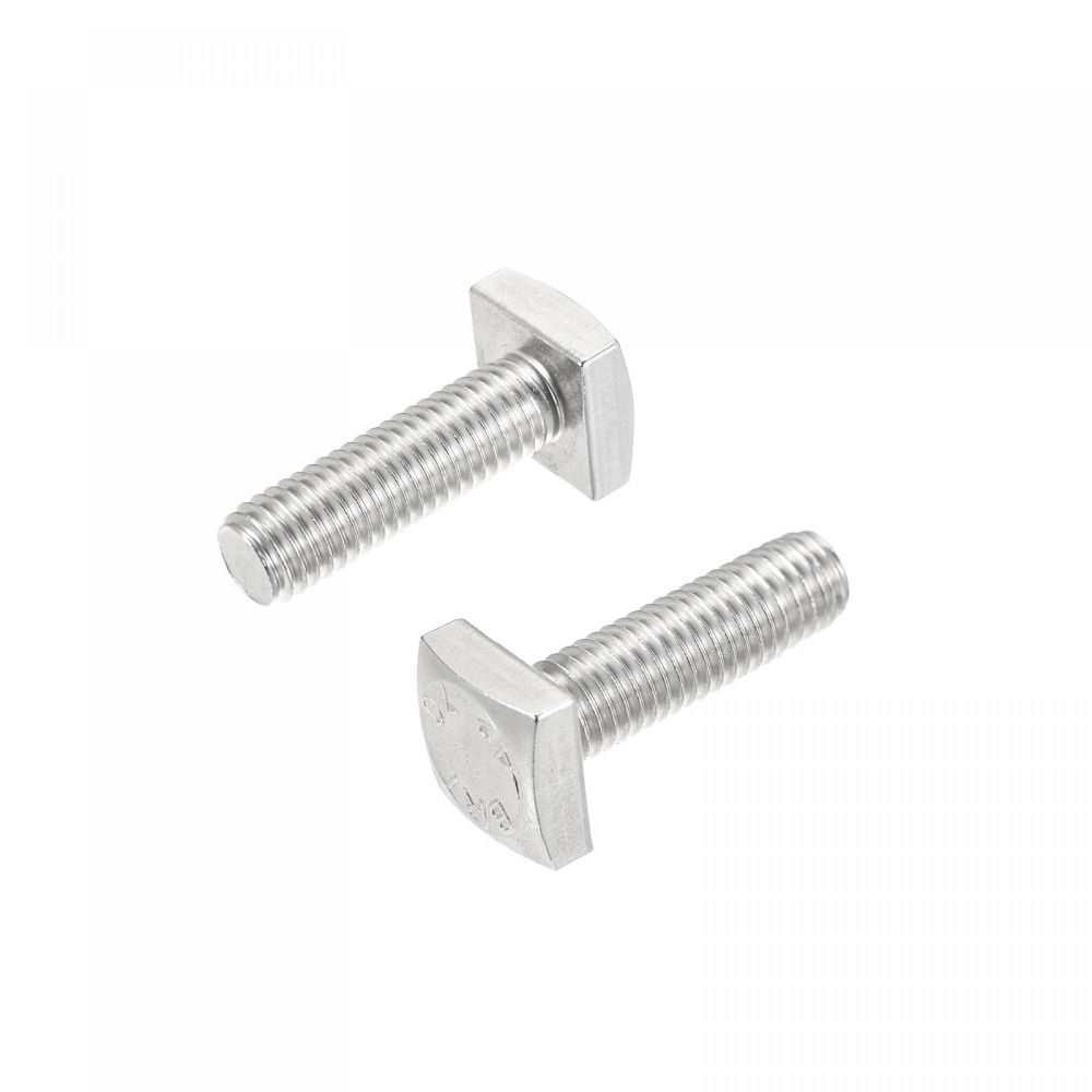 2PCS Durable M6*20MM Square Head Bolt Stainless Steel, Alloy Steel Silver Square Machine Screws Fully Thread