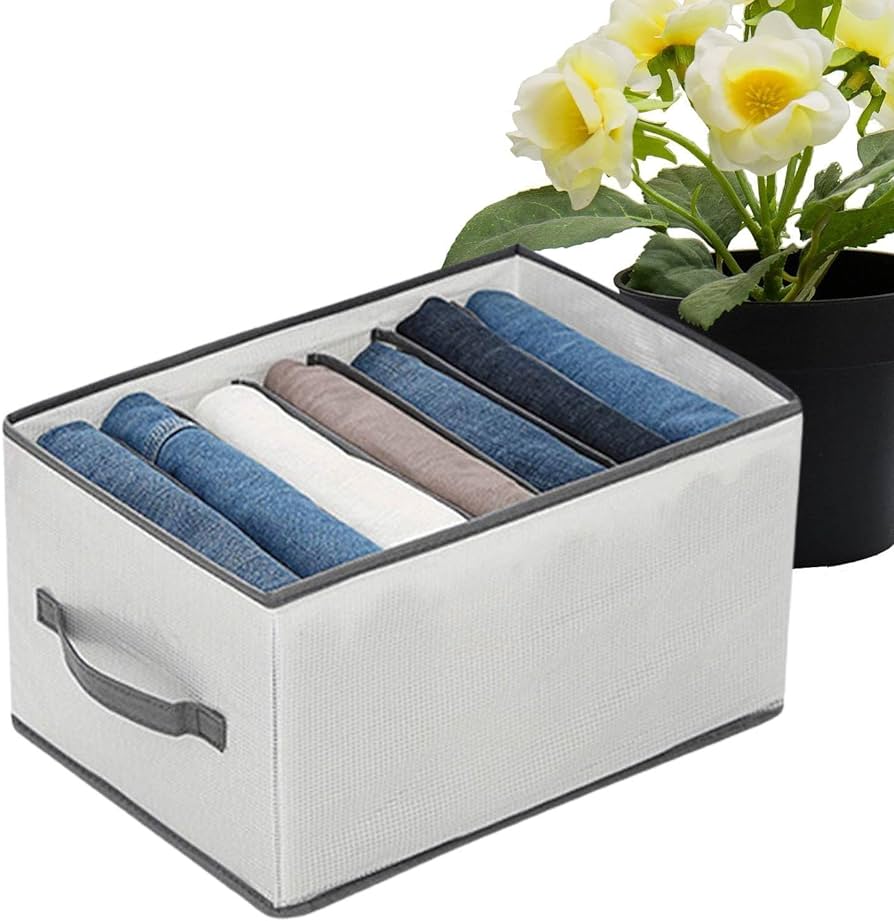 Pants Large Capacity Compartment Design Closet Organizer Folding Portable Handles Closet Cloth Storage Basket