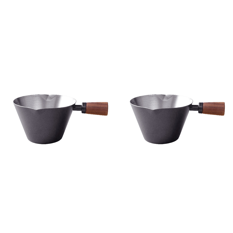 NAMUNY 2X 90ml Stainless Steel Measuring Cup Espresso Cups Small Coffee Milk Pitcher Jug Espresso Cup Black