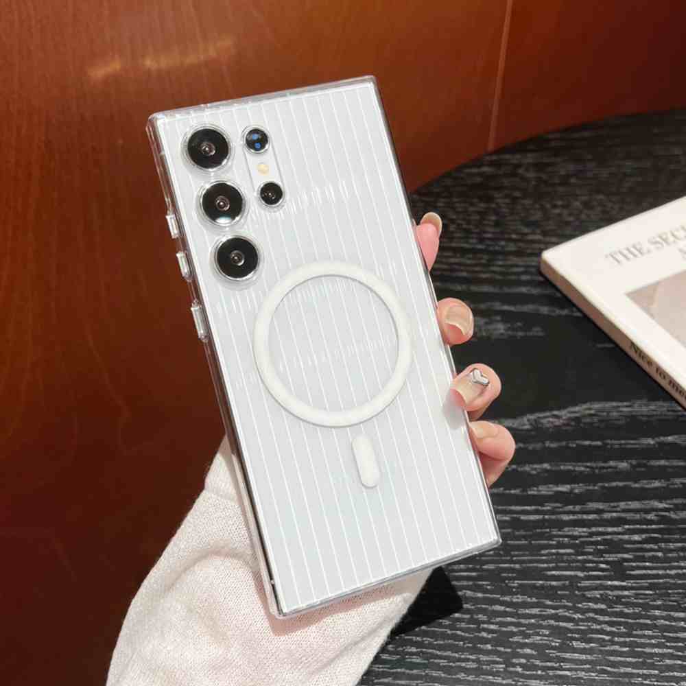 HODON Luxury Corrugated Transparent Magnetic Phone Cases For Samsung Galaxy S25 S23 S24 Plus S24 Ultra MagSafe Case Ultra Thin Matte Clear Shockproof Cover