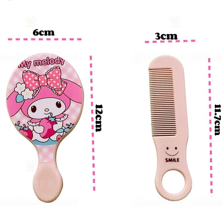 1Pcs Mini Cute Portable Hand Mirror With Comb Set For Women And Girls Color Random