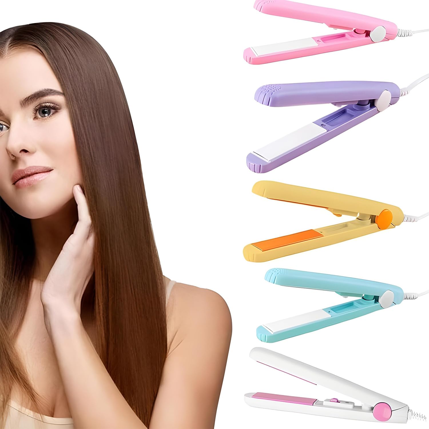 Professional Mini Hair Styler | Compact Ceramic Hair Straightener & Curler, Fast Heating Dual-Purpose Travel-Friendly Styling Tool