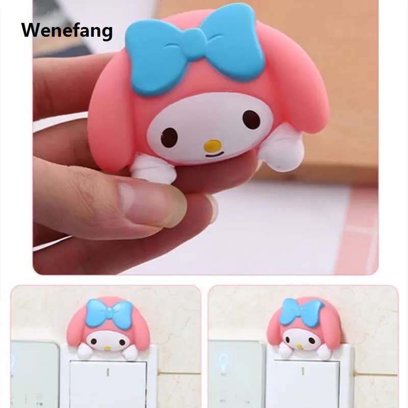 Wenefang Sanrio Hello Kitty 3D Switch Sticker Cute Cartoon My Melody Wall Bargain price Socket Cover Decorative Sticker Room Decoration Holiday Gifts