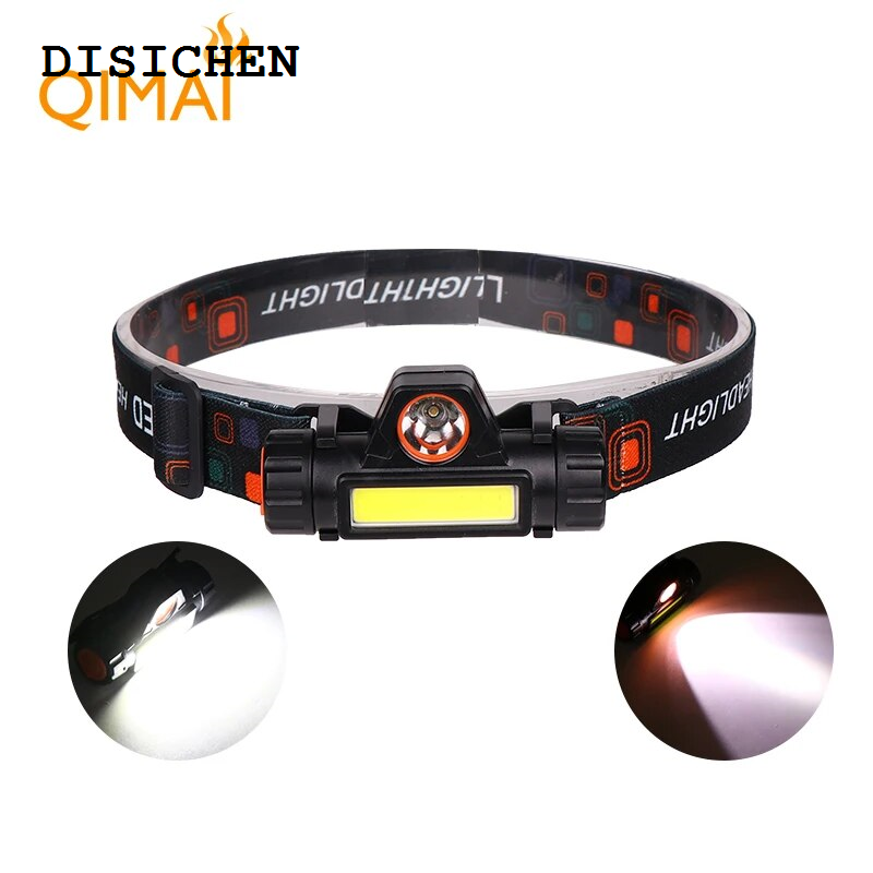 DISICHEN New Induction Headlamp with Magnet LED Strong Light Outdoor Waterproof COB Micro Portable Rechargeable Fishing Headlamp