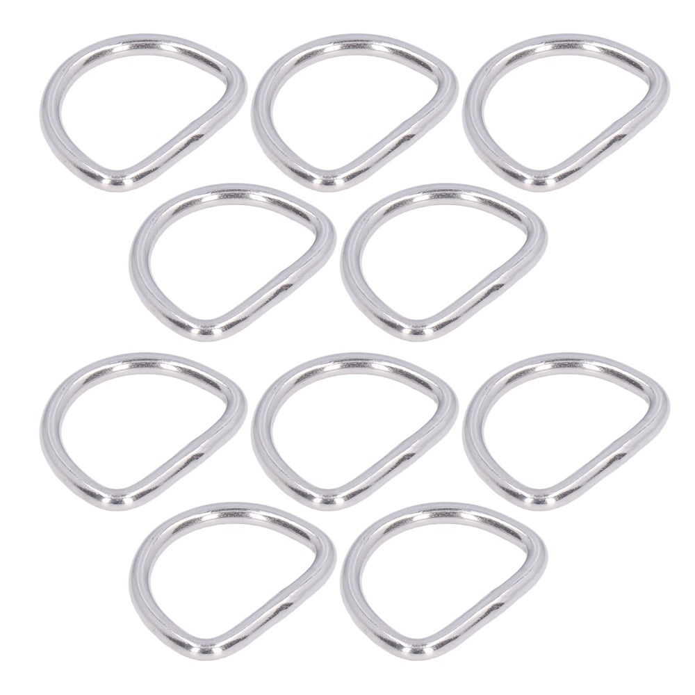 10 Pcs Durable 304 Stainless Steel D Ring Heavy Duty Smooth Welding Welded D Ring Solid Metal Solid Metal Rings Hardware