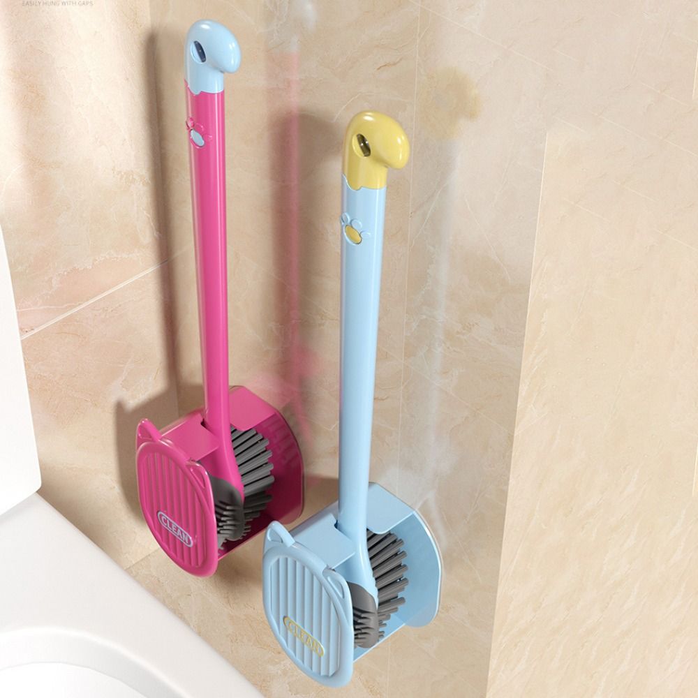 Cleaning Tools Silicone Toilet Brush Double Head Long Handle Toilet Cleaner Hanging Hole Wall-Mounted Toilet Scrubber Bathroom