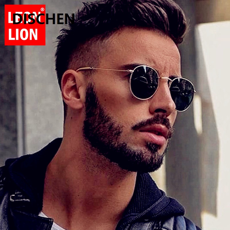 DISCHEN New style LeonLion 2023 Round Retro Sunglasses Men Round Vintage Glasses for Men/Women Luxury Eyewear Men Metal Lunette Soleil Homme UV400