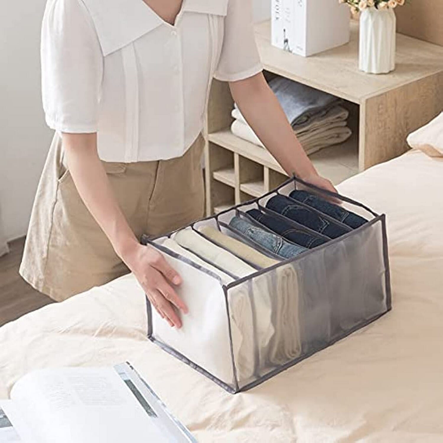 7 Compartment Storage Box Cabinet Drawer Foldable Separate Washable Clothes Organizer Box