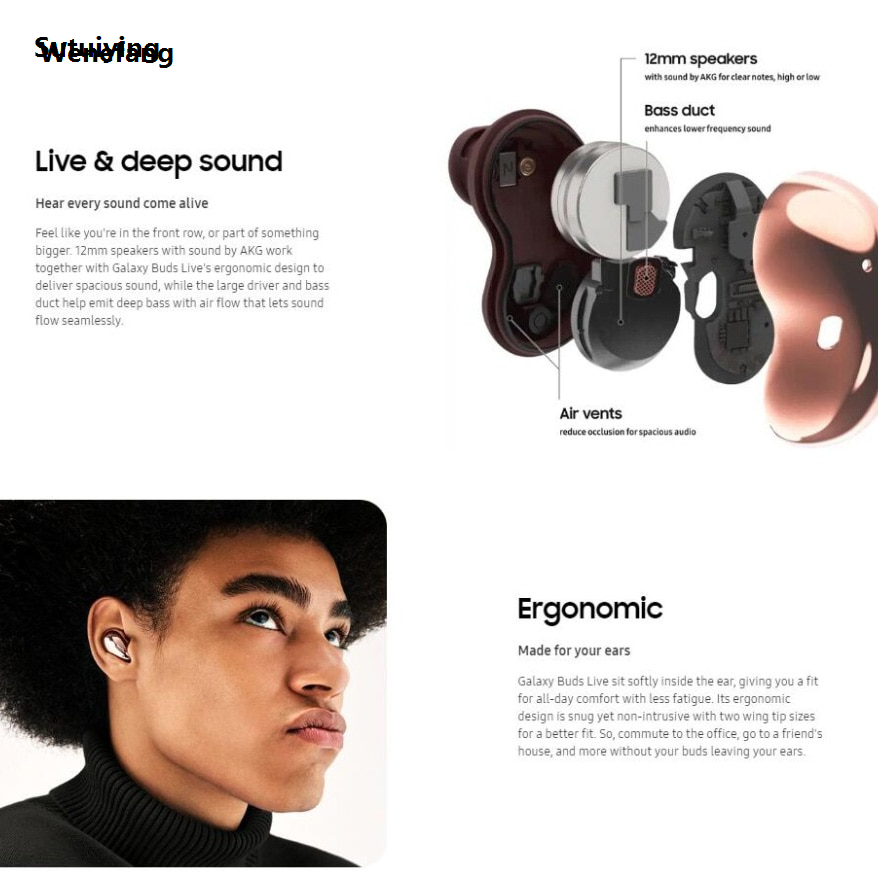 Wenefang Sutuiying ♥Original+Ready stock+COD Samsung R180 TWS Wireless Hot Selling Sports Luxury Bluetooth Headphones With Microphone Buds Live