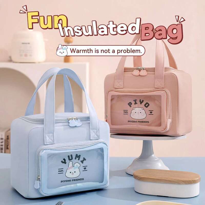 8L Cartoon Large Capacity Tote Picnic Insulated Box Student Bag, Portable Vacation Beach Lunch Bag