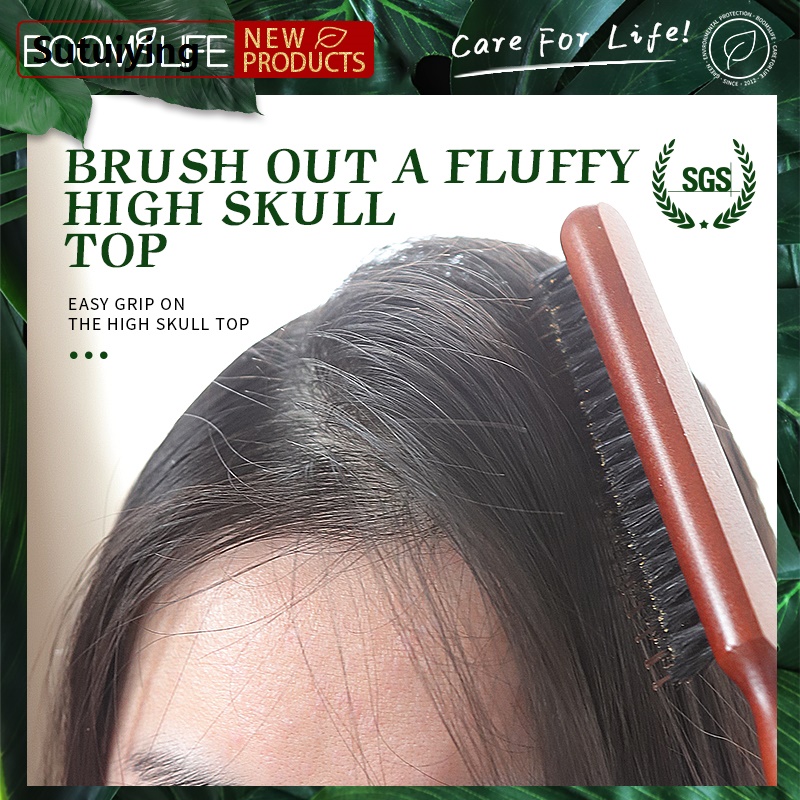 Sutuiying Professional Boar Bristle Hairbrush Slim Line Fluffy Comb Wood Salon Sales promotion Back Teasing Hair Comb Extension Hairdressing Styling Tools