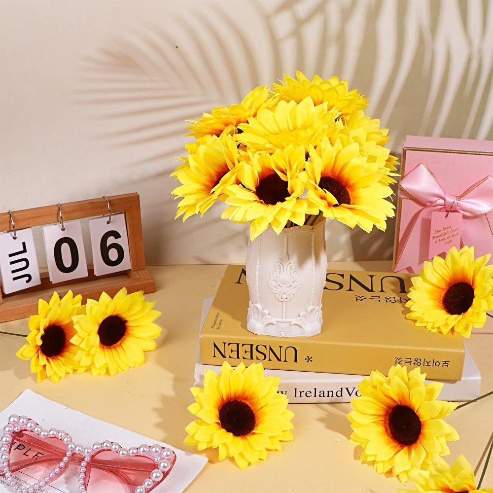 High Quality 1/7-Head Sunflower Bouquet Small Bundle Silk Simulation Flowers DIY Floral Materials Soft Flower Bouquet Photography Props