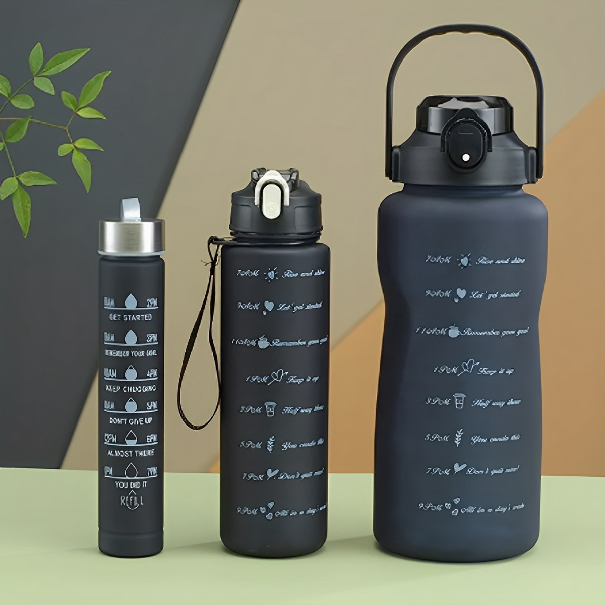 3in 1Water Bottles Lock Feature & Top Lid with Times Drink for Office/Home/Sports/outdoor