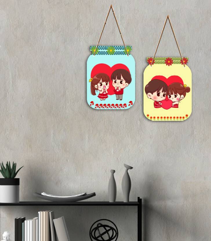 NEXO DECOR Set of 2 Jar Shape Cute Couple Home Decoration Wall Hanging With Zardoori String