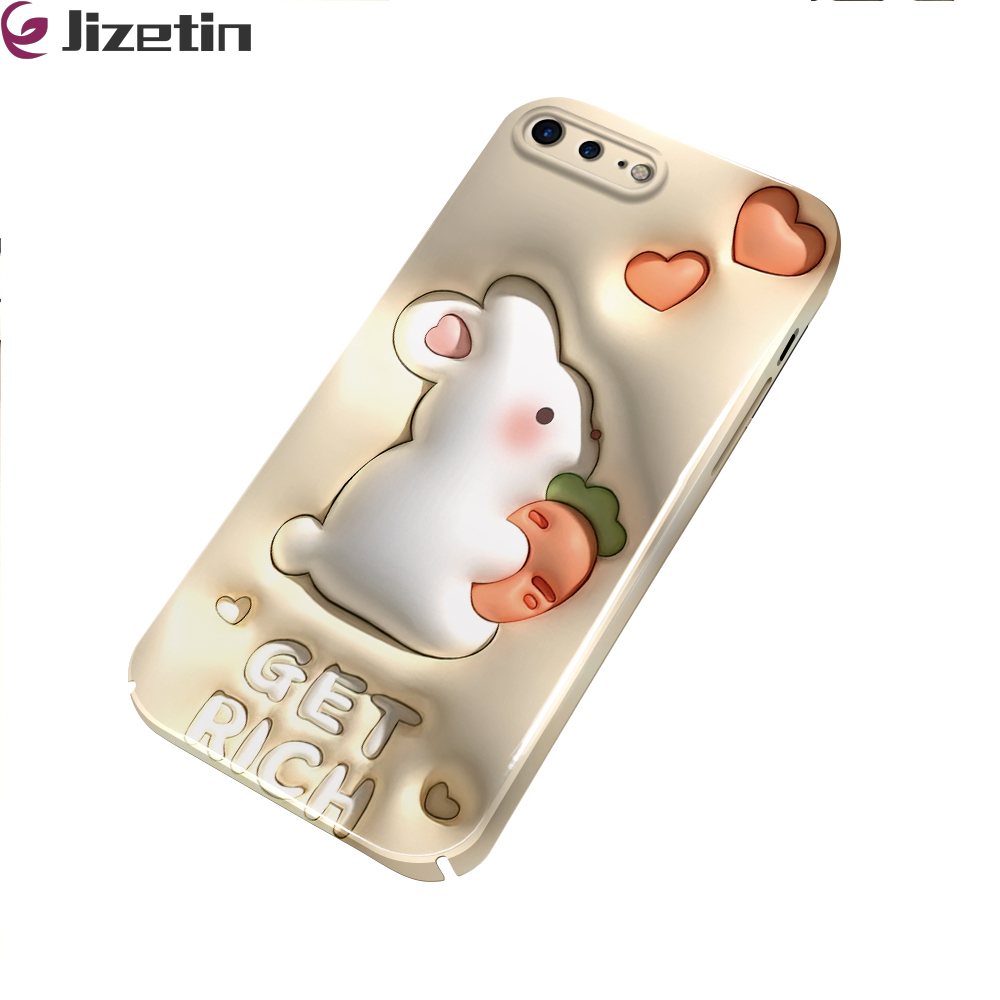Jizetin for Samsung A23 Back Cover Cute Rabbit Luxury Slim Hard Crashproof Mobile Phone Case