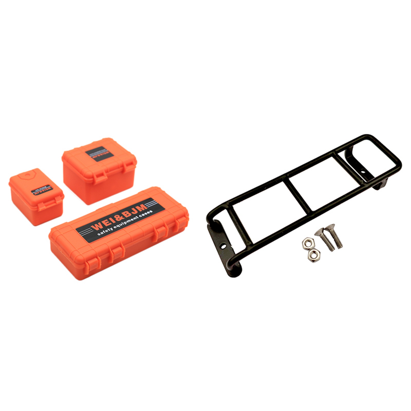 NAMUNY 2 Set RC Car Part: 1 Set Plastic Rc Car Storage Box Decoration Tool & 1 Pcs Metal Straight Ladder Mini Stairs