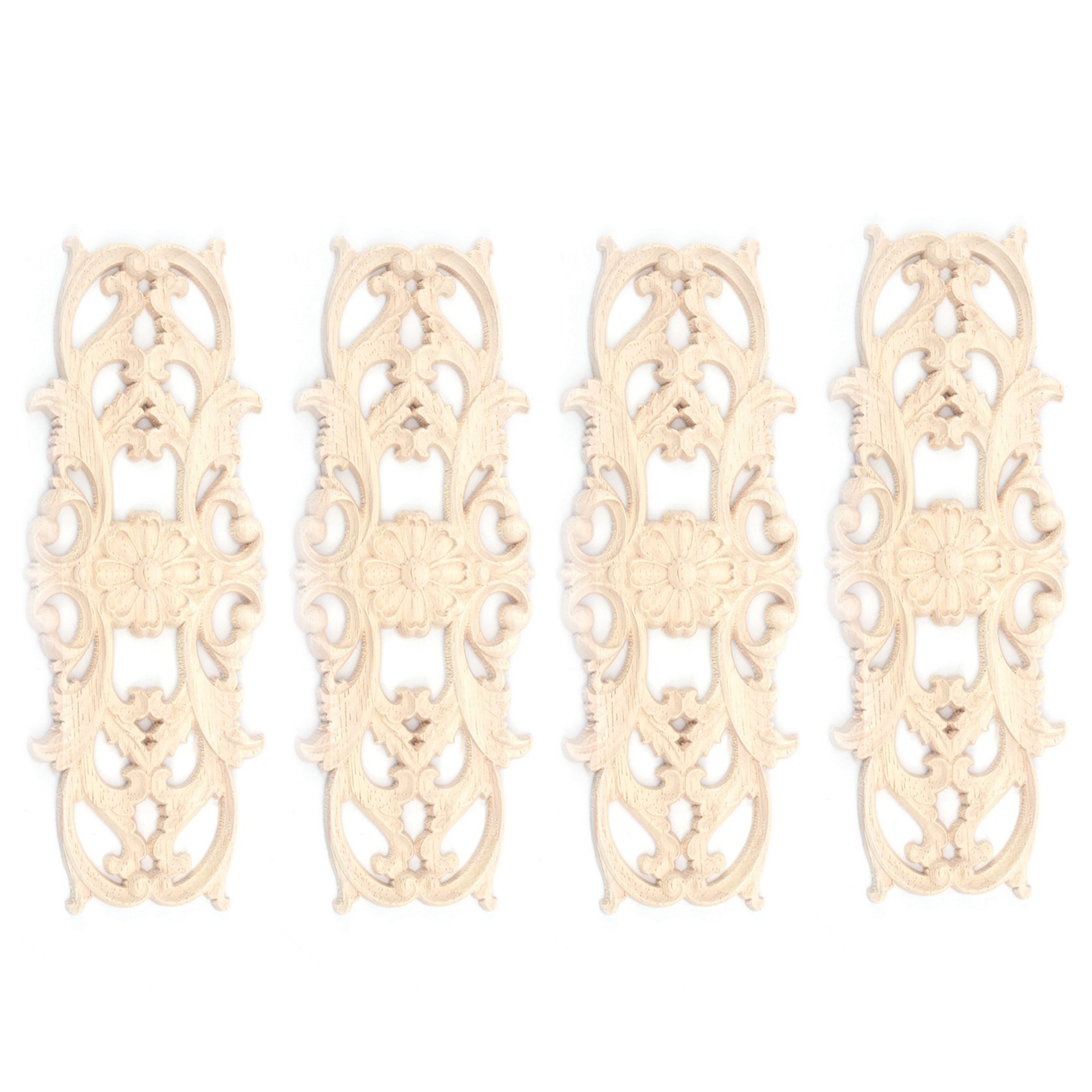 FORIDE 4X Rubber Wood Carved Applique Retro Furniture Crafts Decor New(22.5 x 8cm)
