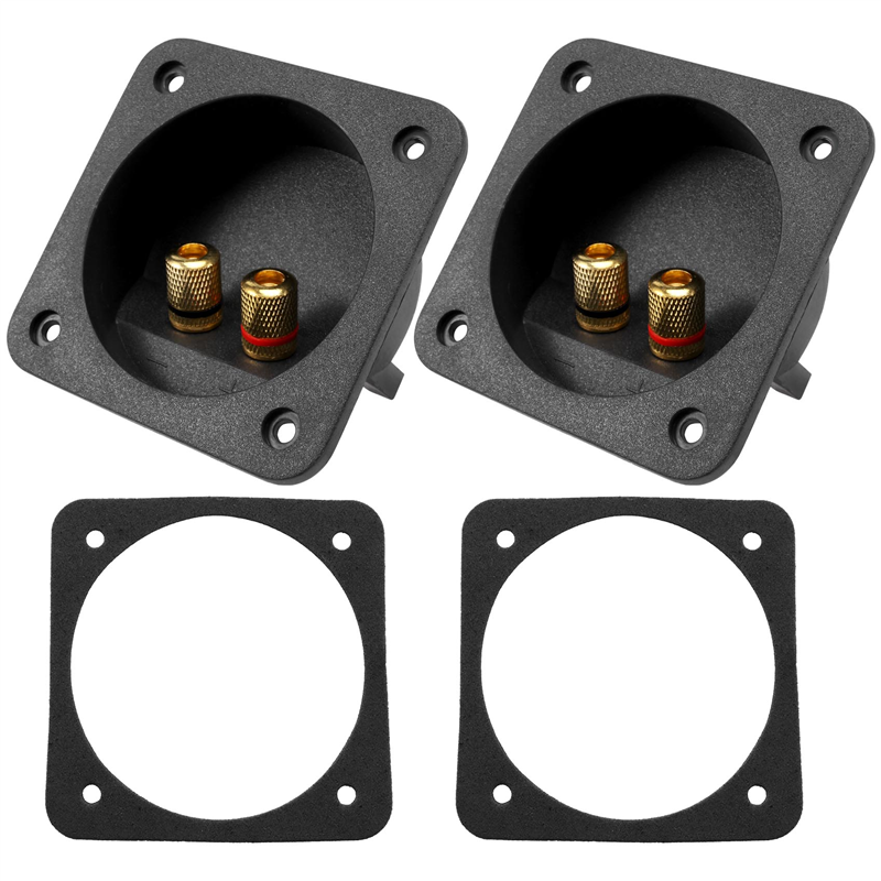 SptrryDIY Home Car Stereo Screw Cup Connectors Subwoofer Plugs 2-Way Speaker Box Terminal Binding Post, 2 pcs Black
