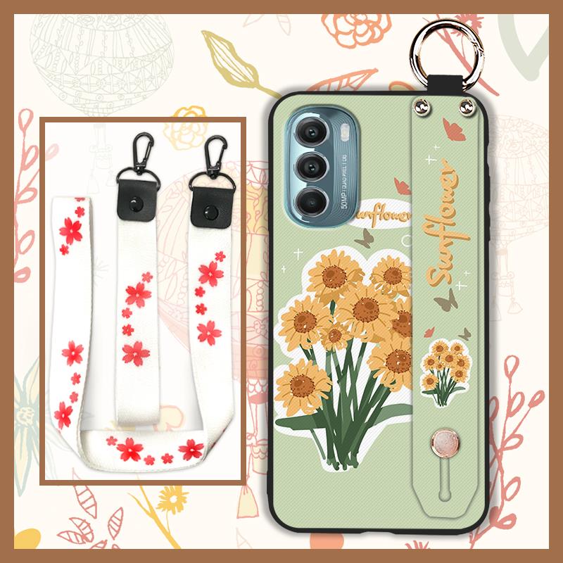 Flower Oil Painting Phone Case For MOTO G86 5G Durable Soft case Protective Dirt-resistant Ring Wrist Strap Silicone