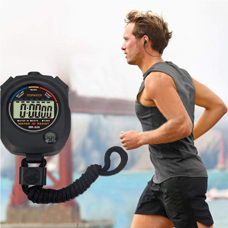 Digital Sports Stopwatch Timer | Large LCD with Date/Time, Alarm & Count Up/Down + Stainless Steel Whistle for Coaches, Referees & Training