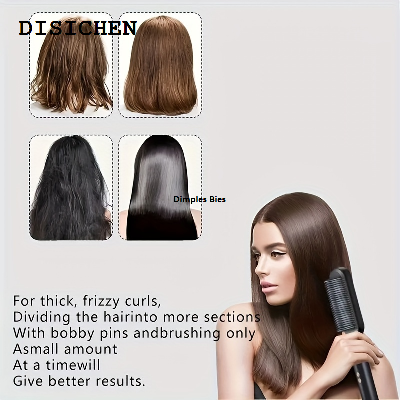 DISICHEN Affordable Hair straightening, tool styling curls 1-in-2 1 straightening comb, electric hair straightening multi-function