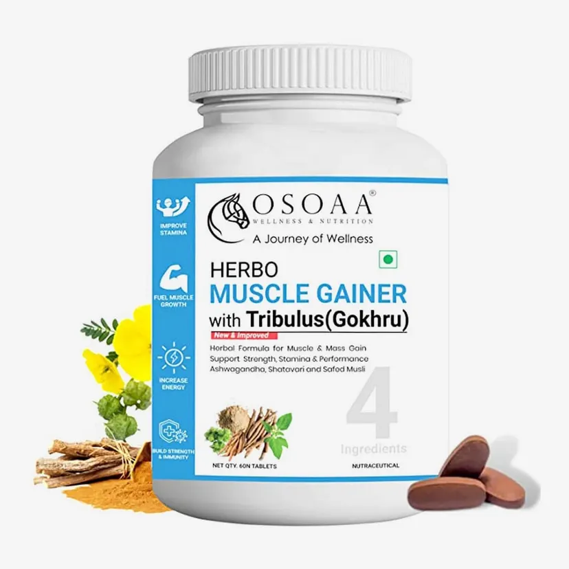 OSOAA Herbo Muscle Gainer With Gokhru ,Tribulus ,Ashwagandha ,Shatavari For Enhanced Atheletic Performance-60 Tabs