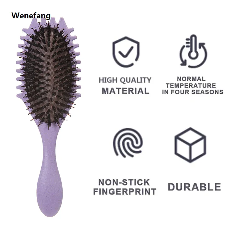 Wenefang 1pcs Curl Styling Tangled Boar Bristle Hair Comb Massage Comb Detangle 【2025 Version】 Hair Styler Shaping Defining Salon Barber Styling Tool