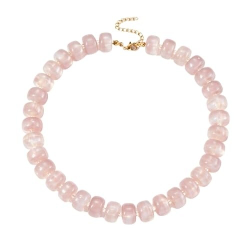 Compact Flat Round Bead Ladies Jewelry Lightweight Acrylic Beaded Choker Necklace Handmade Acrylic Beaded Necklace Summer Season