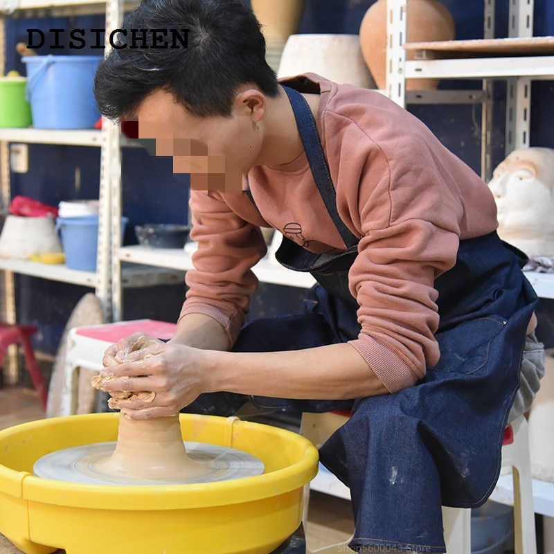 DISICHEN Luxury Adjustable Pottery Denim Split Leg Apron Portable Pocket DIY Ceramic Sculpture Mud-retaining Overalls Anti-oil and Anti-fouling