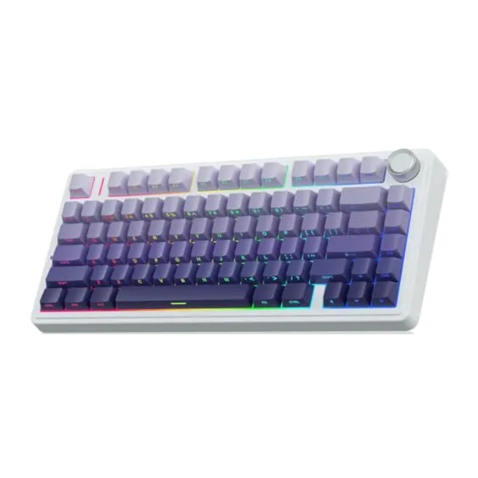 Aula F75 Pro White + Gradient Purple Star Vector Switch RGB Mechanical Gaming Keyboard Tri-Mode